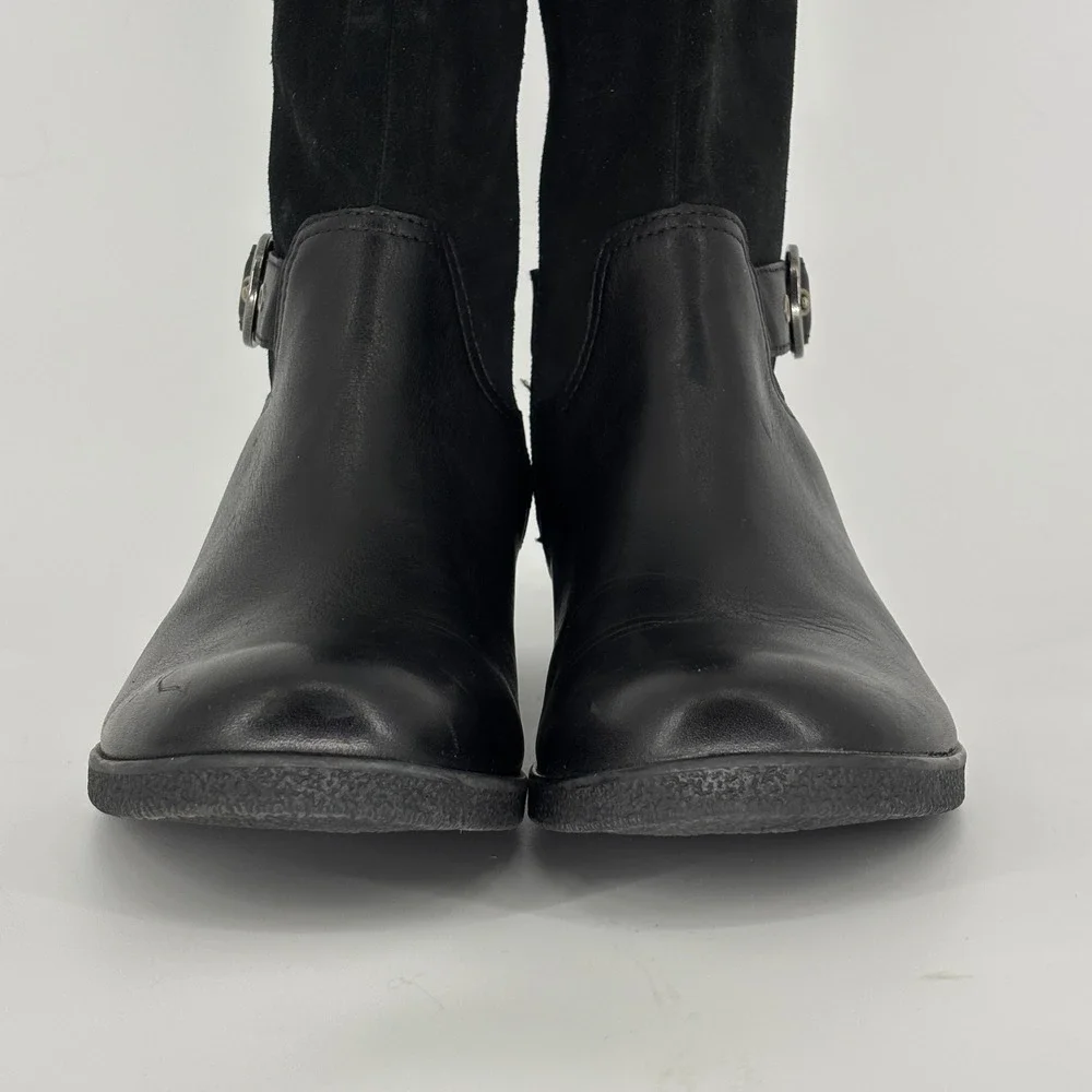 Dansko Dawn Waterproof Tall Boots Black Women Size 41 Leather Suede Buckle